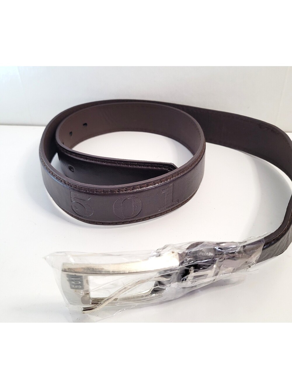 501 Men's Chocolate Brown Genuine Leather Belt Size 34-36 Italian Style NWOT